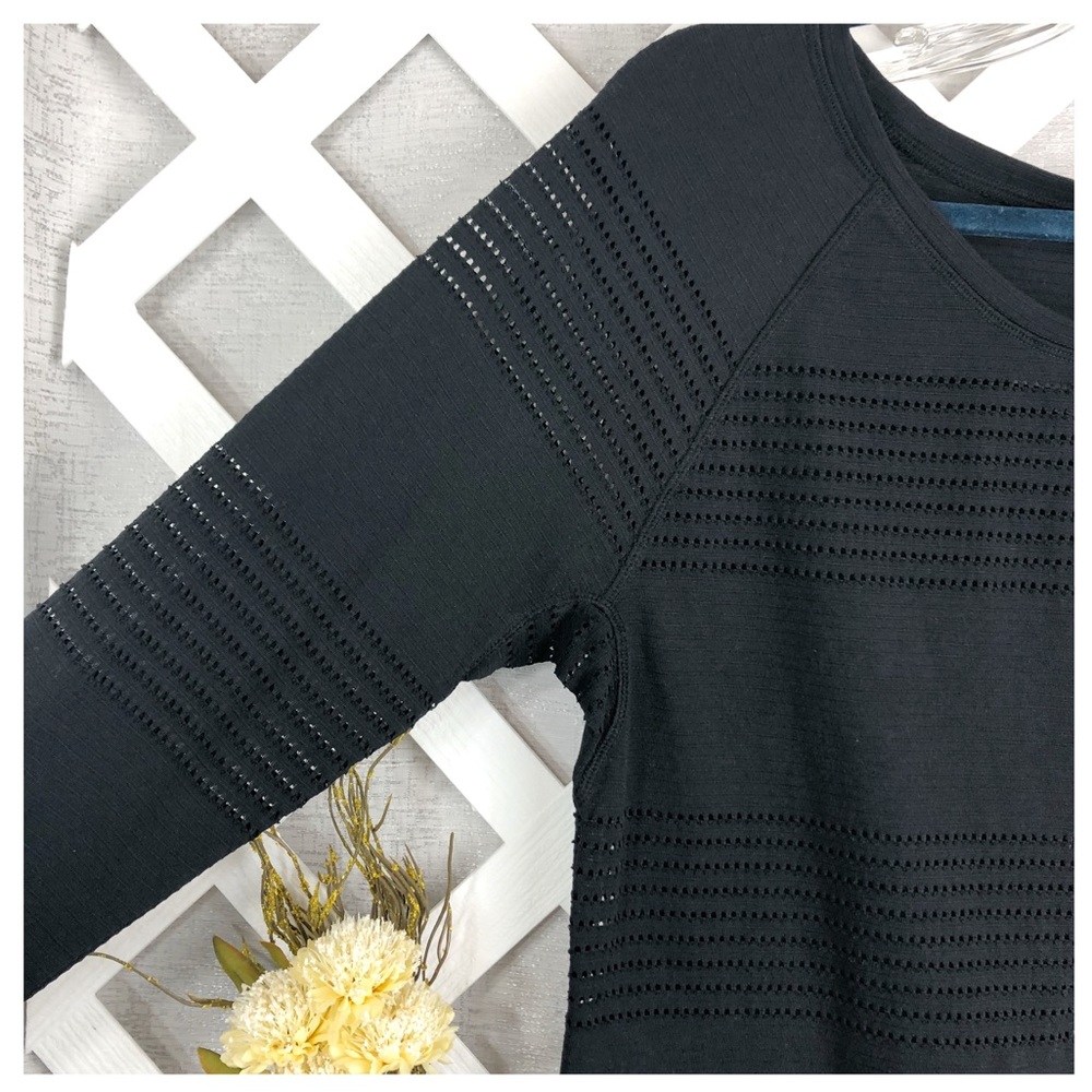 Athleta Mesh Pull Over Black Sweater Size Medium